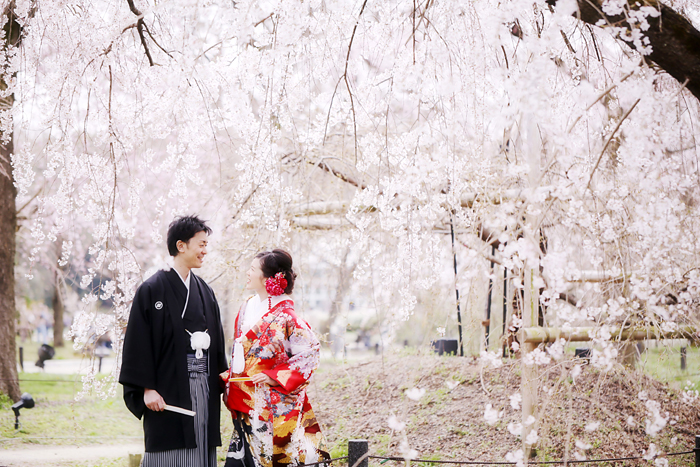 桜の季節の京都前撮り
