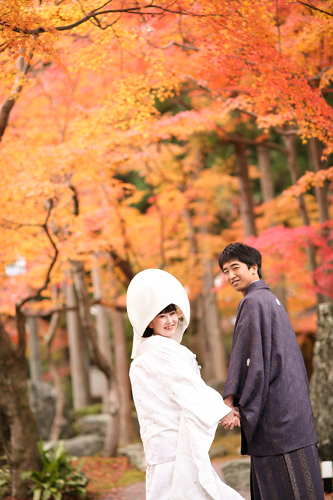 紅葉の季節の京都前撮り