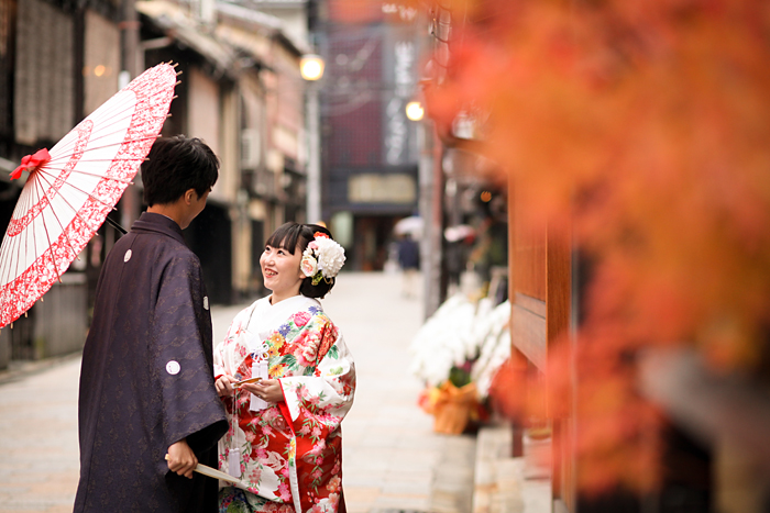 紅葉の季節の京都前撮り