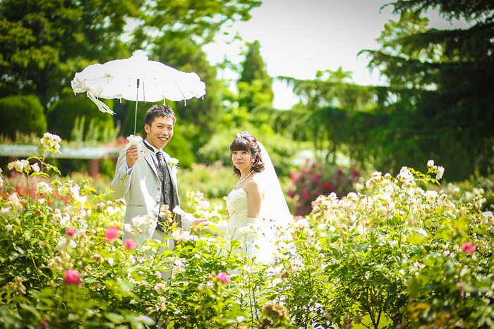 京都府立植物園にてウェディングドレスで前撮り