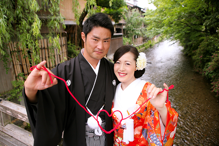 赤い糸を使った京都前撮り