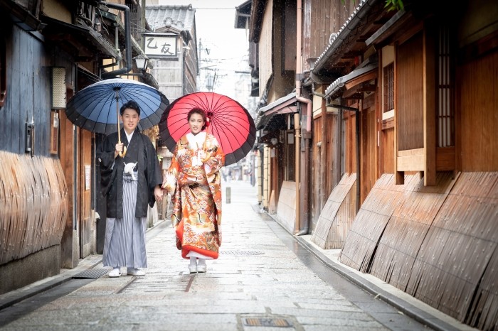 京都　雨の日の和装前撮り